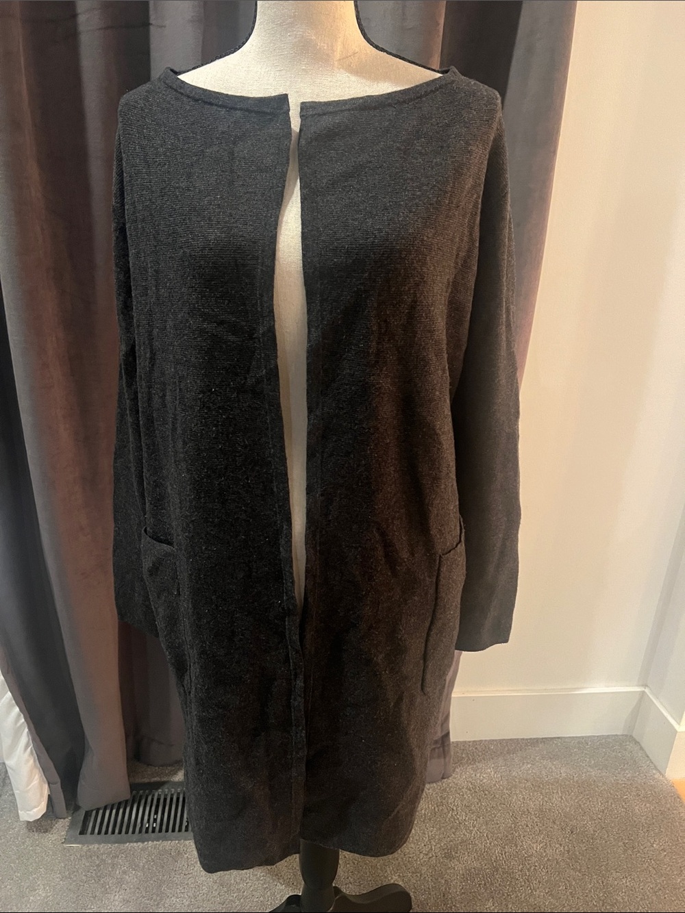 J. Crew Charcoal Open-Front Long Cardigan